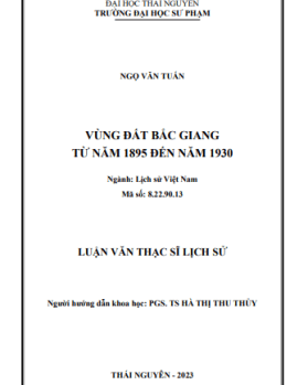 Vùng đất Bắc Giang từ năm 1895 đến năm 1930